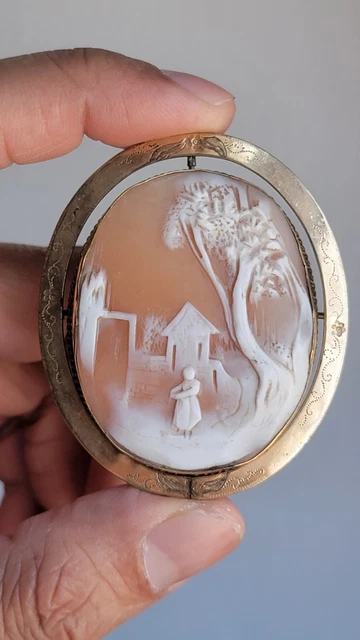 VINTAGE REVERSIBLE CAMEO with photo locket big size. $199.00 - PicClick