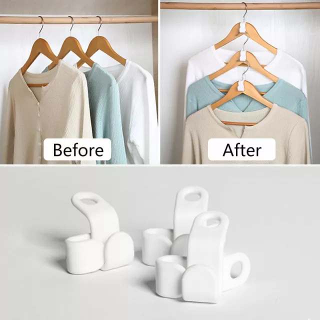 10/20pcs Wardrobe Space-saving Hanger Hook Plastic Closet Stack Hanger Rack