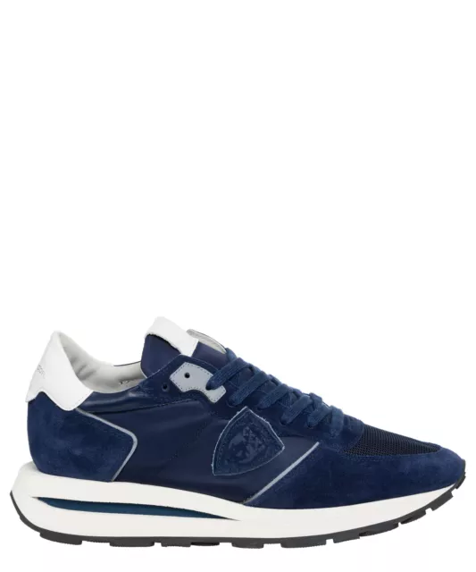 Philippe Model basket homme tropez TKLU-W005 cuir logo Bleu Blu tennis sneakers