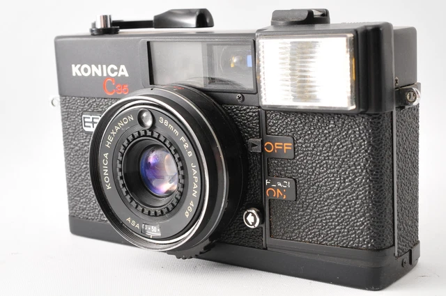 [Flash NG! As-Is] Konica C35 EF Black 35mm Film Camera 38mm f/2.8 From JAPAN