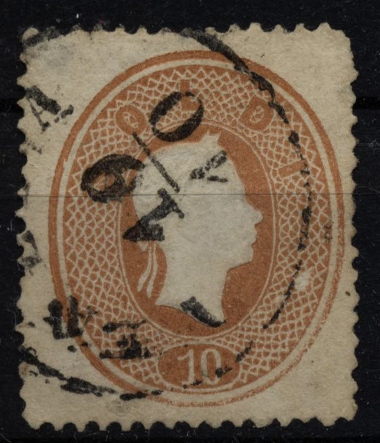 LOMBARDEI-VENETIEN 1861 10sld. PLATTENFEHLER:weißer Fleck rechts! VENEZIA
