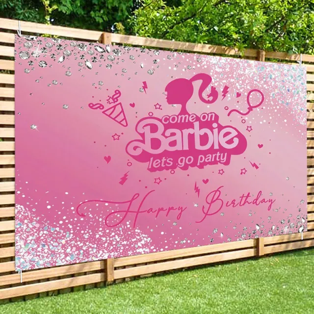 Barbie Backdrop Girls Happy Birthday Party Photo Background Banner Decoration 3