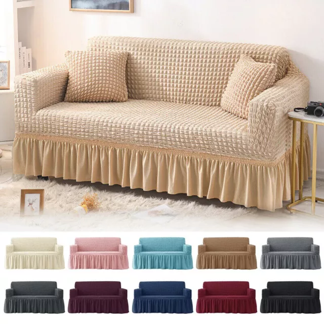 1 2 3 Seater Slipcover Solid Color Sofa Covers Stretch Couch Furniture Protector