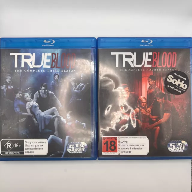 True Blood: Third and Fourth Season 3 + 4 Blu-ray 10-Disc Set Region B VGC