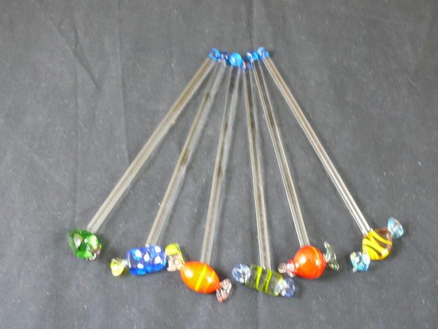 6 GLASMARKER COCKTAILSTÄBCHEN Cocktailrührer Cocktailspieße Bonbon ...