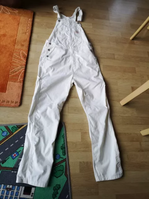 Levi's Herren Latzhose Latz Jeans Hose Gr. S Weiß ! White Vintage Overall KULT !