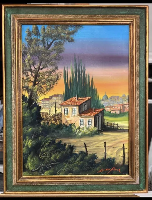 Quadro ad olio su tela Paesaggio di Serafino Carbone 50x70cm in Cornice