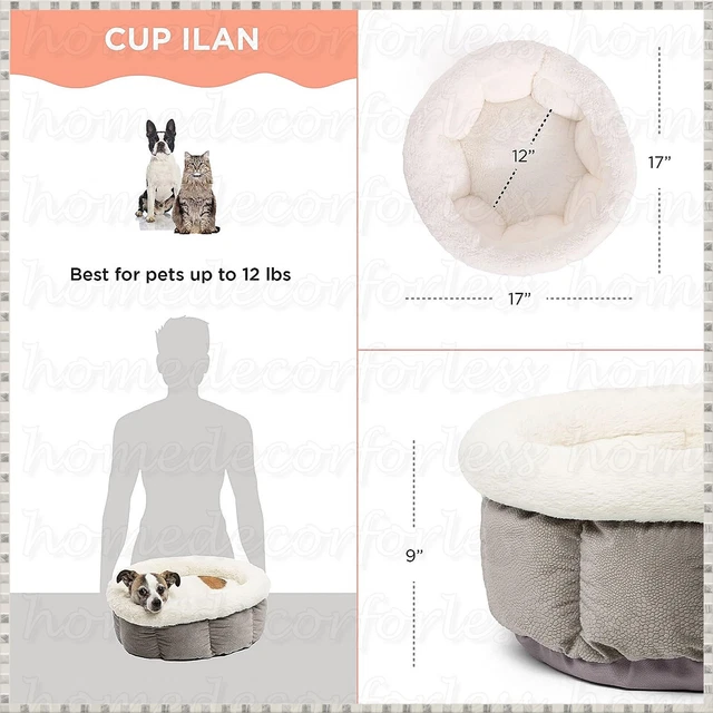 Donut Plush Round Pet Bed Dog Cat Ultra Soft Calming Cozy Cuddle Cup Small Bed 3