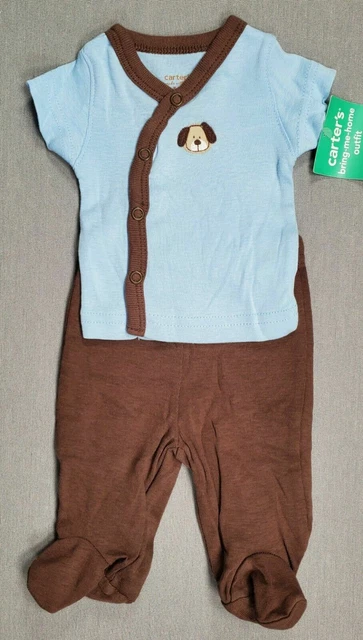 Baby Boy New Vintage Carter's Preemie 2Pc Dog Footed Shirt Outfit