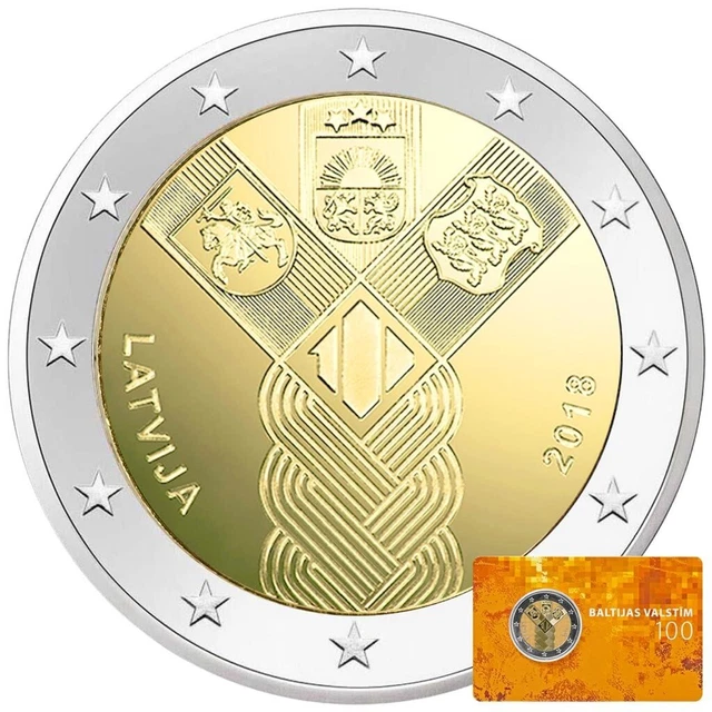 Lettland 2 Euro 100 Jahre Baltische Staaten 2018 - in Blisterkarte - ST