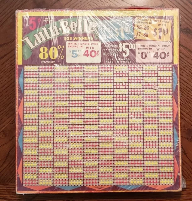 LULU-BELLE Vintage 1930s-40s UNPUNCHED  Gambling Trade PUNCH BOARD Game