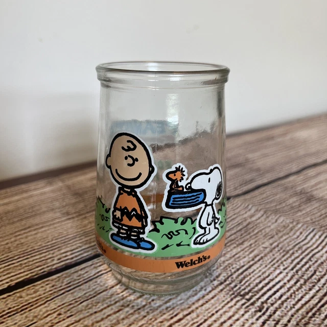 WELCH'S JELLY JAR Glass Peanuts Two for Lunch Please Charlie Brown