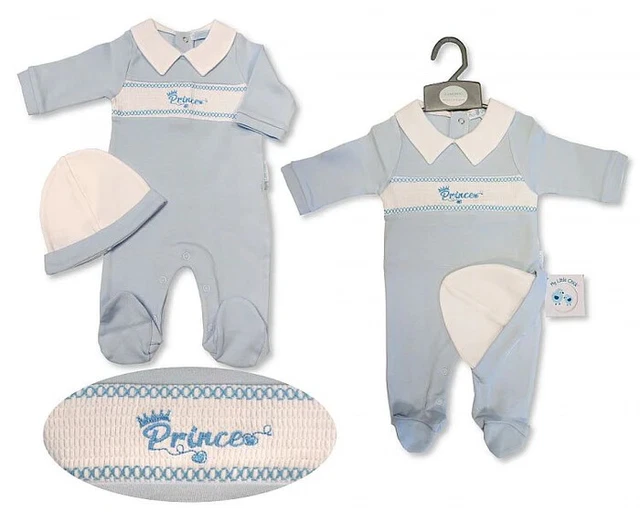 Nuovo con Etichetta Baby Ragazzi Prince Tutina Vestiti Neonati 0-3 Mesi 3-6 Mesi