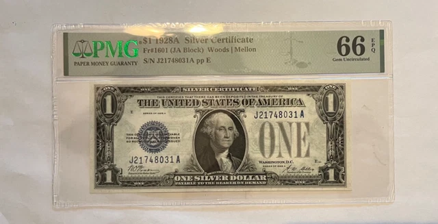 1928-A  $1  silver certificate, PMG 66 EPQ , scarce !