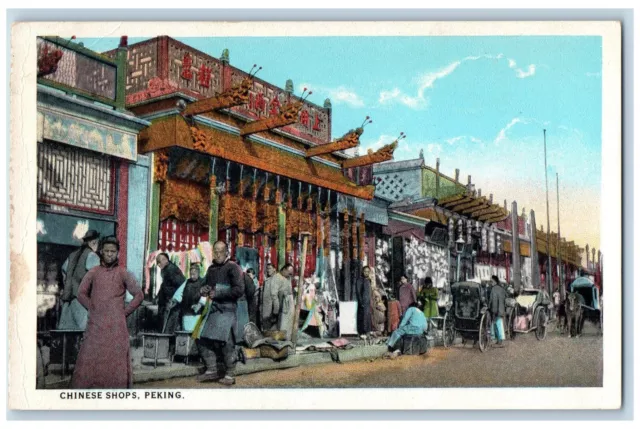 Peking (Beijing) China Postcard Shanghai Building of Chinese Shops c1920's