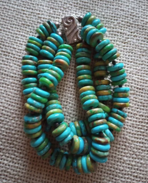 Jay King three strand turquoise disc bracelet