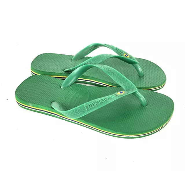 Havaianas Brazil Logo Womens Flip Flops Sandals Sz 6 Soccer Green