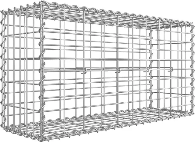 Gabion Basket Metal Gabion Cage Galvanised 100 x 50 x 30 cm Silver GGB153 Garden