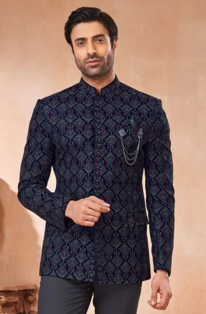 Mens Designer Wedding Bollywood Party Wear Traditional Jodhpuri Bandhgala Coat