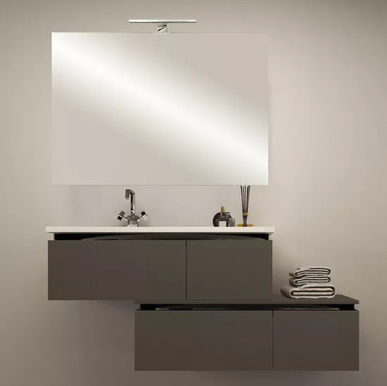 Mobile bagno arredo moderno 100+110 120 130 140 200 lavabo cassetti 5 colori E33