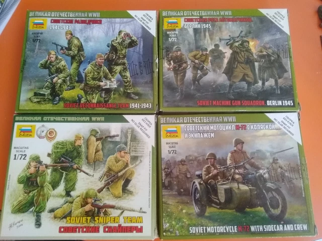 Figurines Plastique Zvezda 1/72 - Équipe Reconnaissance Allemande WWII (1939-1942) - 4 Figurines