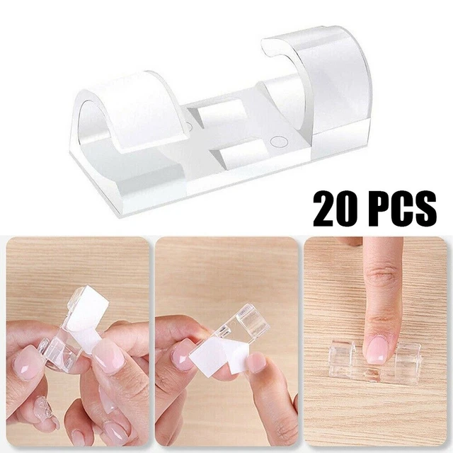 20 ud. Cable Clips Abrazadera de alambre autoadhesiva/Mesa Pared Limpiado Ha