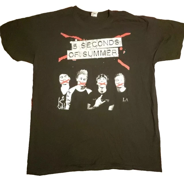 T-shirt 5 Seconds Of Summer "Rock Out With Your Socks Out" 2015 Tour - Taille M, Noir - 100% Coton - Occasion Très Bon état