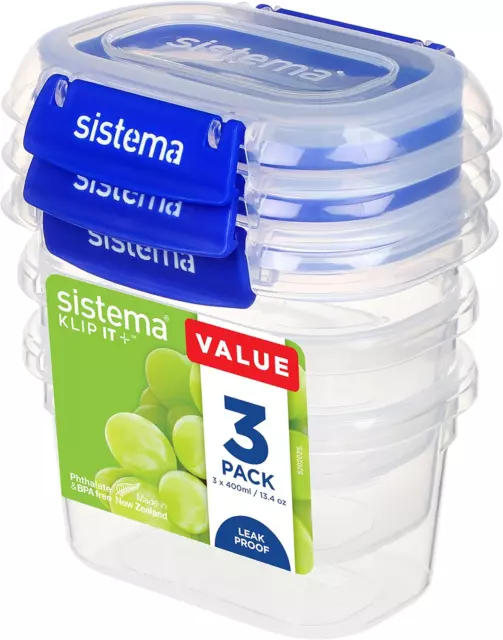 Sistema KLIP IT PLUS Food Storage Containers | 400 ml | 3 Piece Airtight Set | |