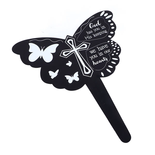 Memorial Grave Marker White Text On Black Metal Memorial Stake For Garden