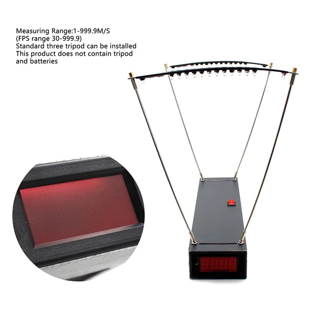 Testeur Vitesse Flèches Chronographe De Tir LCD – Mesure Vitesse Flèches, Fusils, Airsoft Jusqu'à 6500 Fps, Antennes Réglables, Portable Et Précis Appareil Mesure Vitesse Projectile