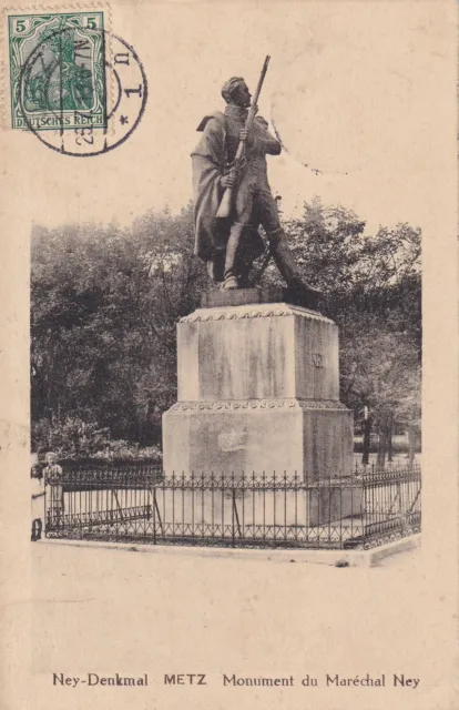 Carte postale ancienne postcard METZ MOSELLE monument NEY timbrée reich 1913