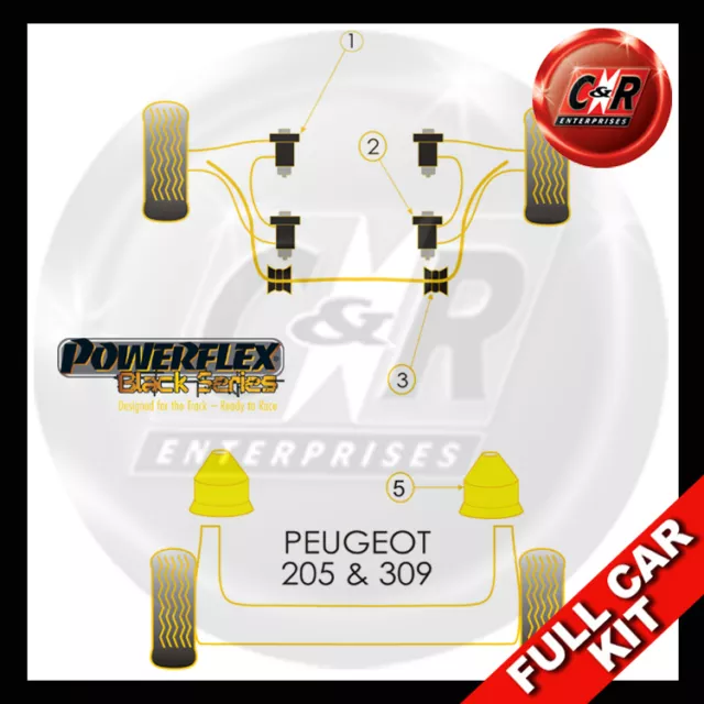 Powerflex Black Complete Bush Kit Fits Peugeot 205 Gti & 309 Gti