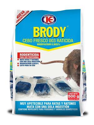 Brody 500Gr Cebo Fresco Ratas Y Ratones, 50 Bolsitas