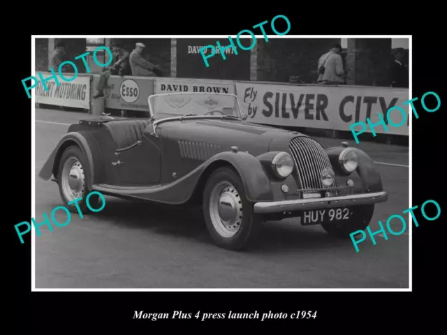 OLD POSTCARD SIZE PHOTO OF MORGAN PLUS 4 CAR LAUNCH PRESS PHOTO c1954 2