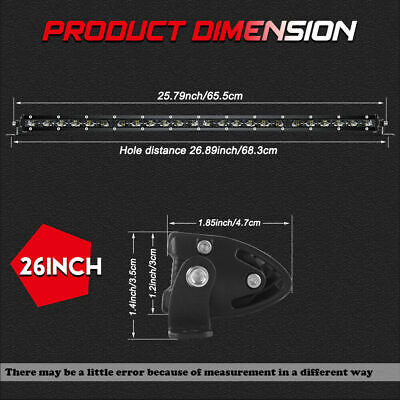 26inch 720W LED Slim Work Light Bar Spot Flood Combo OffRoad Driving SUV 4x4 25" 3