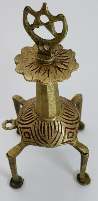 Old Brass Unique Shape Engraved Metal Powder Bottle Signed￼ Handcrafted