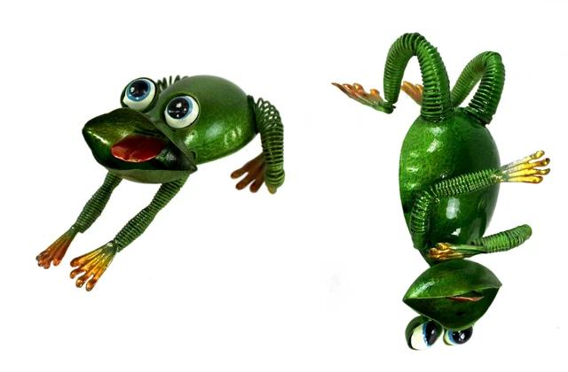 METALL FIGUR FROSCH Frog grün Kantenhocker Deko Figur Teich Ufer Garten