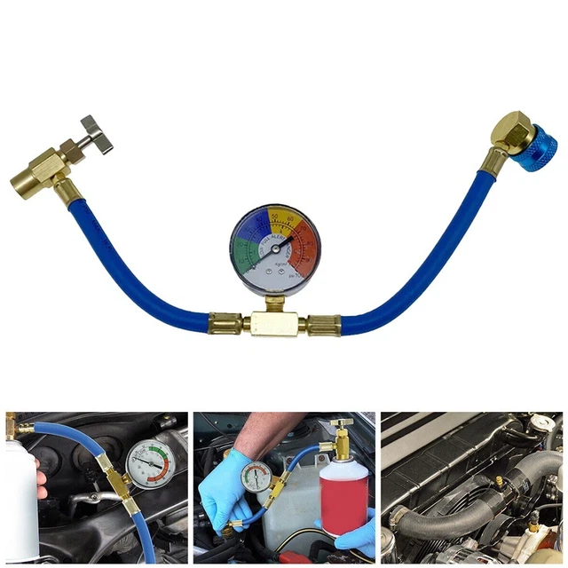 Practical R1234yf Measuring Hose with Pressure Gauge and Can Opener for Car AC
