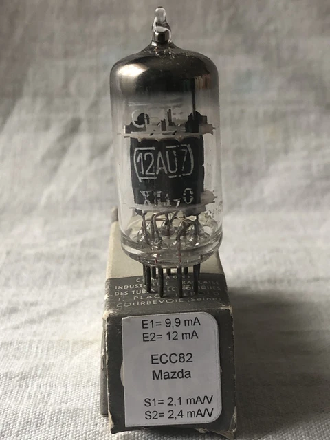 Tube électronique 12AU7A / ECC82 Marque BELVU - Occasion Testé Fonctionnel - Pour Ampli Audio Vintage