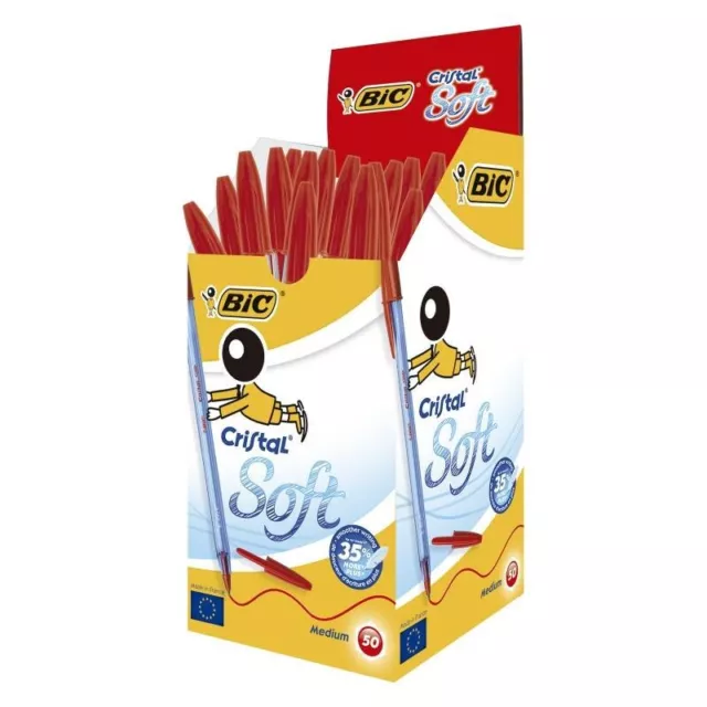 Bolígrafo 'BIC Cristal Soft', rojo - Caja 50 unidades