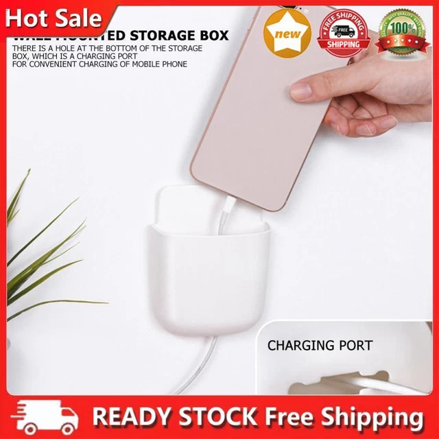 Wall Storage Box Phone Plug Mount Frame Desktop Organizer Stand