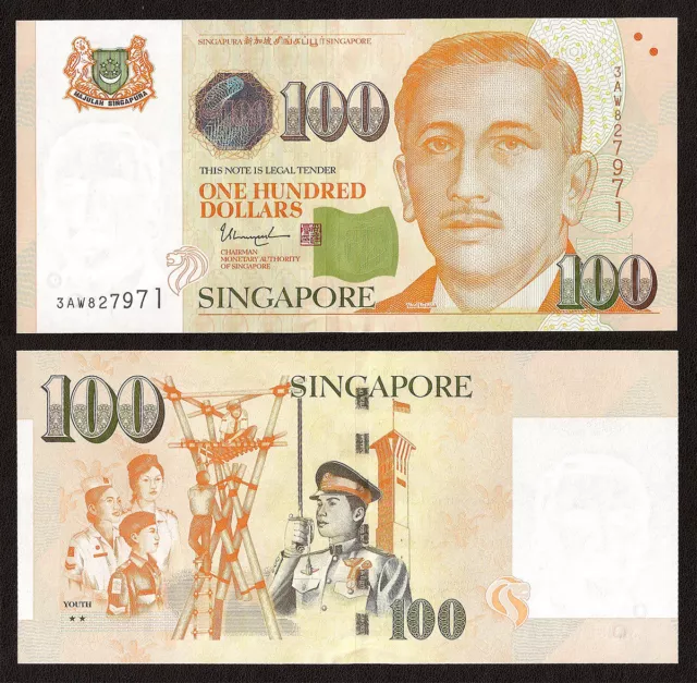 SINGAPORE 100 Dollars w/2 Solid Stars 2018 P-50 UNC Uncirculated
