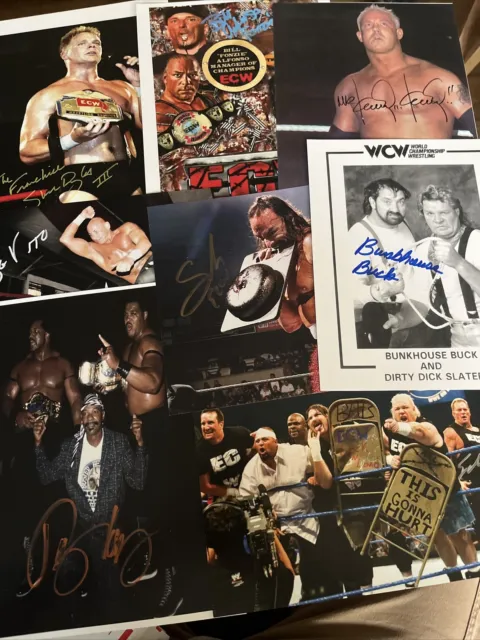 Lot of 8 Signed Autographed Pro Wrestling 8x10 Photos ECW WWE WWF AEW WCW TNA #3