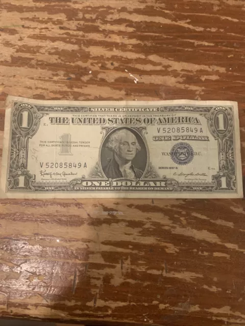 Very Rare Very Old  $1 Silver Certificate Usa Bank Note 1957 Blue Seal Series B