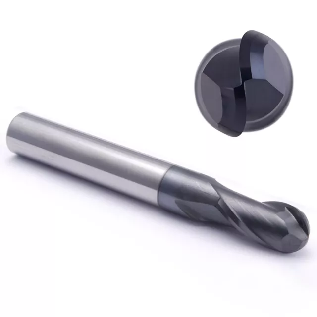 R0.5-6mm Solid Carbide Ball Nose End Mill Cutter 2 Flute AlTiN Coated HRC58 CNC