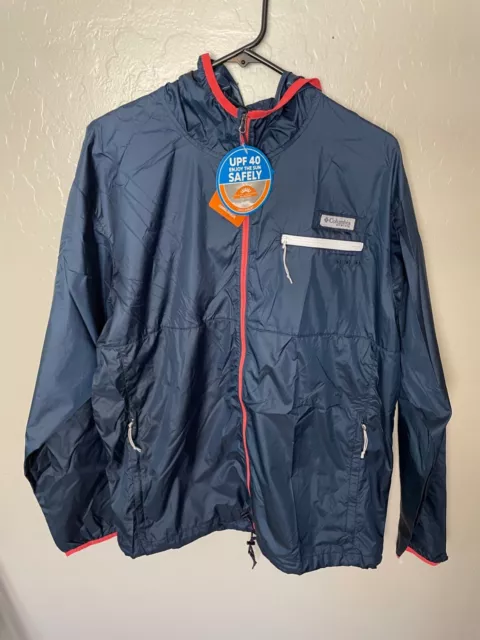 Columbia PFG Terminal Spray Omni-Shade Zip Hooded Jacket Men’s L Blue