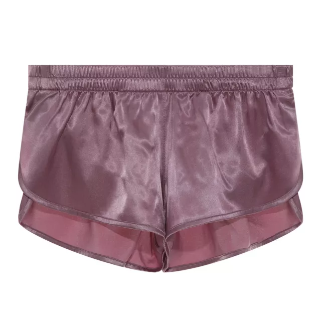 Mens Smooth Soft Satin Shorts with Split Sides Underwear Boxers Briefs Nightwear