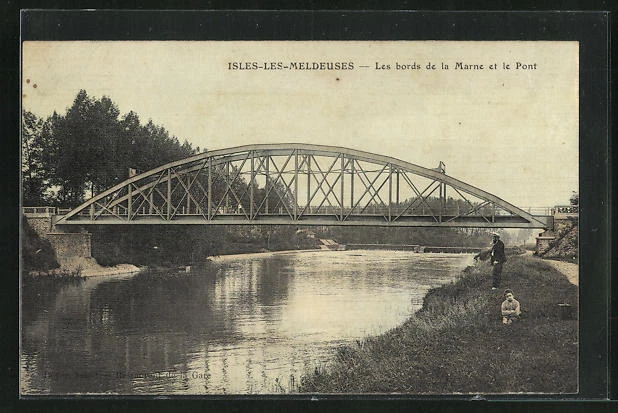 CPA Isles-les-Meldeuses, Les bords de la Marne et le Pont