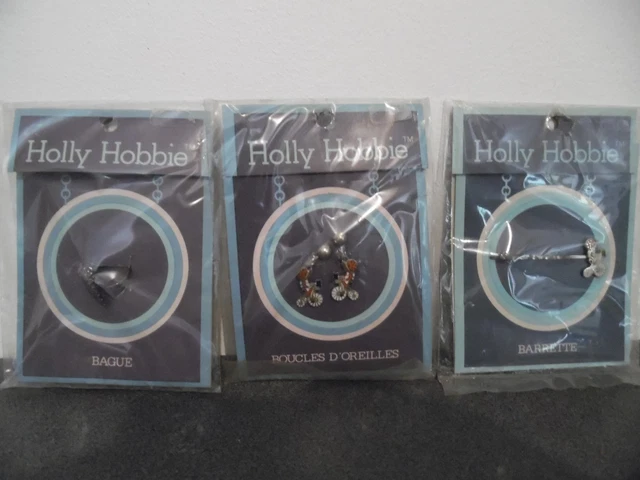 Lot Bijoux Holly Hobbie Vintage Années 70 - Bague, Barrette, Boucles D'oreilles