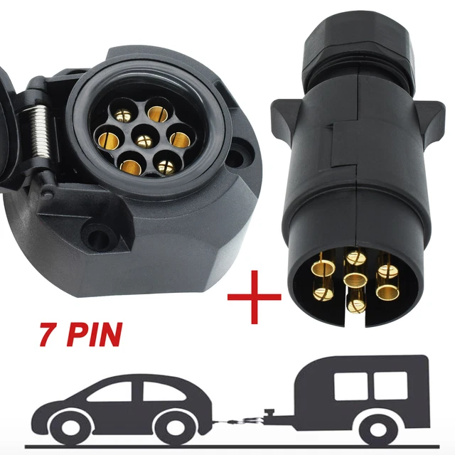 7 PIN 12V Trailer Socket Plug Tow Bar Electrics Connector Towing Wiring